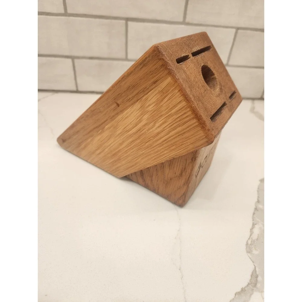 Cutco 5 Slot‎ Knife Block Wood Oak - Made in the USA Used. Block Only